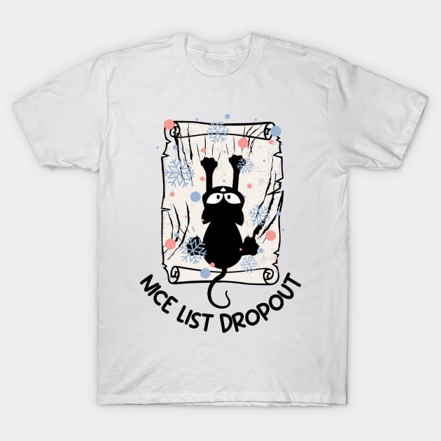 Cat Christmas Nice List Dropout, Cute Kitten Xmas T-Shirt by ThatVibe